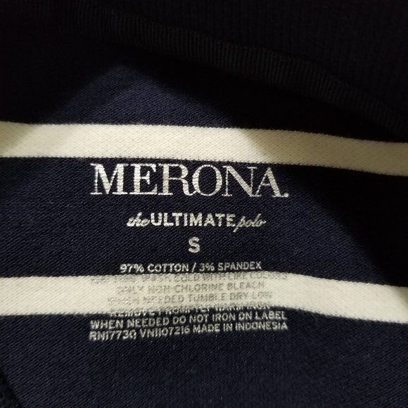 Merona top Small Ultimate Polo Breton striped nautical short sleeve side split - Picture 9 of 10